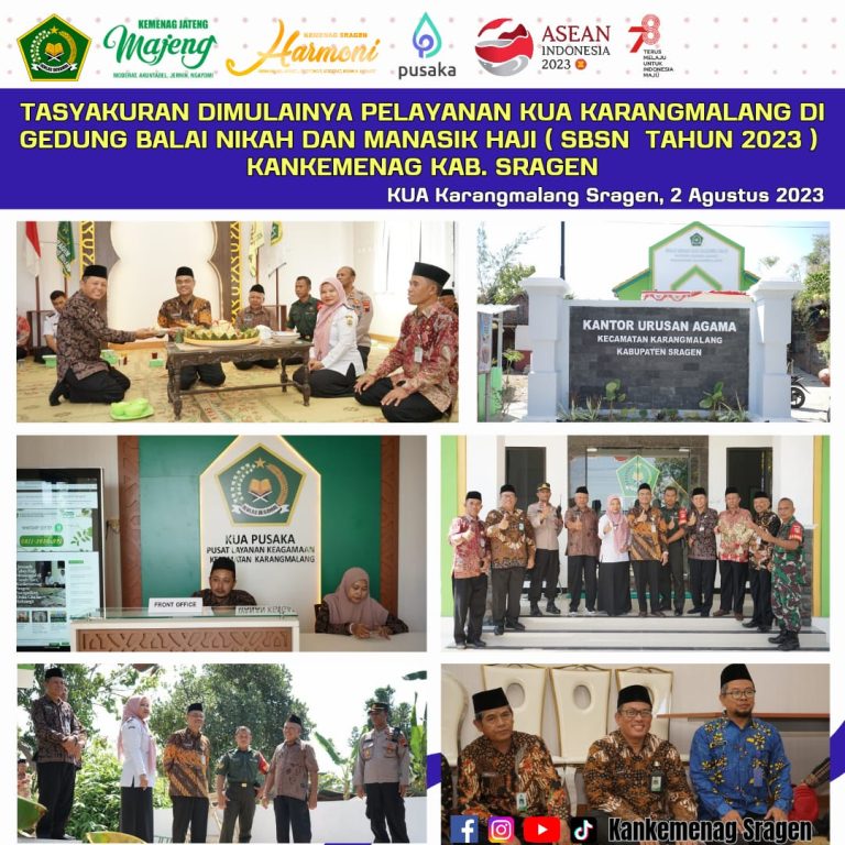 Tandai Gedung Baru KUA, Ihsan Muhadi Serahkan Tumpeng kepada Kepala KUA Karangmalang