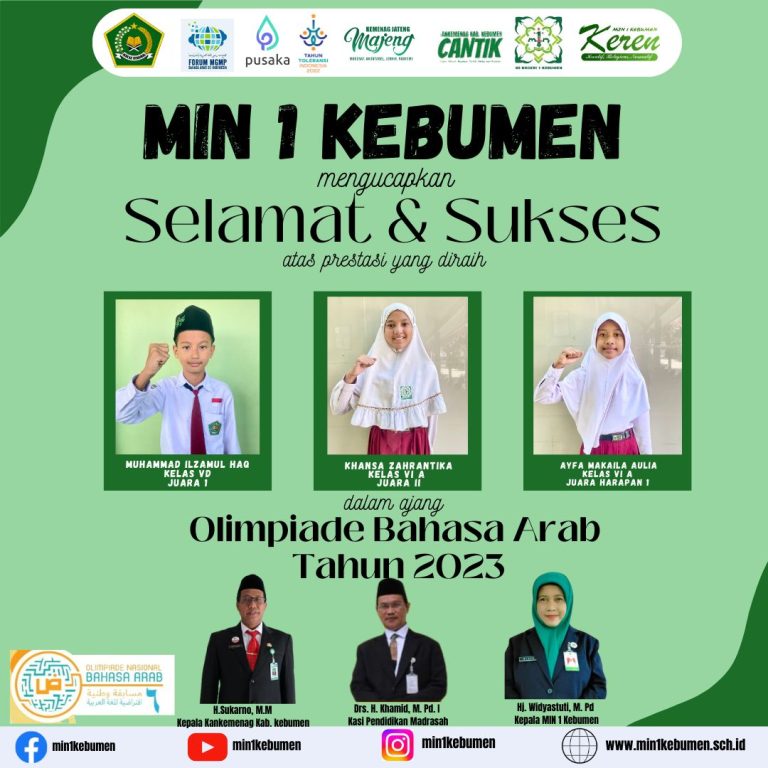 Juara Olimpiade Bahasa Arab, Peserta Didik MIN 1 Kebumen Maju Tingkat Provinsi