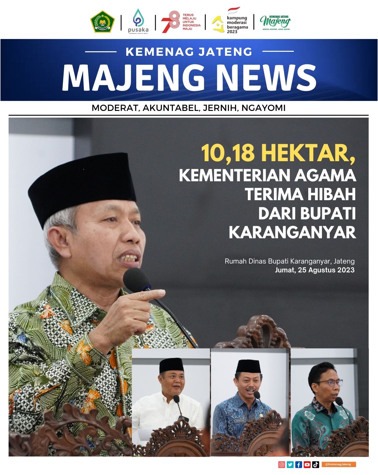 10,18 Hektar, Kementerian Agama Terima Hibah dari Bupati Karanganyar