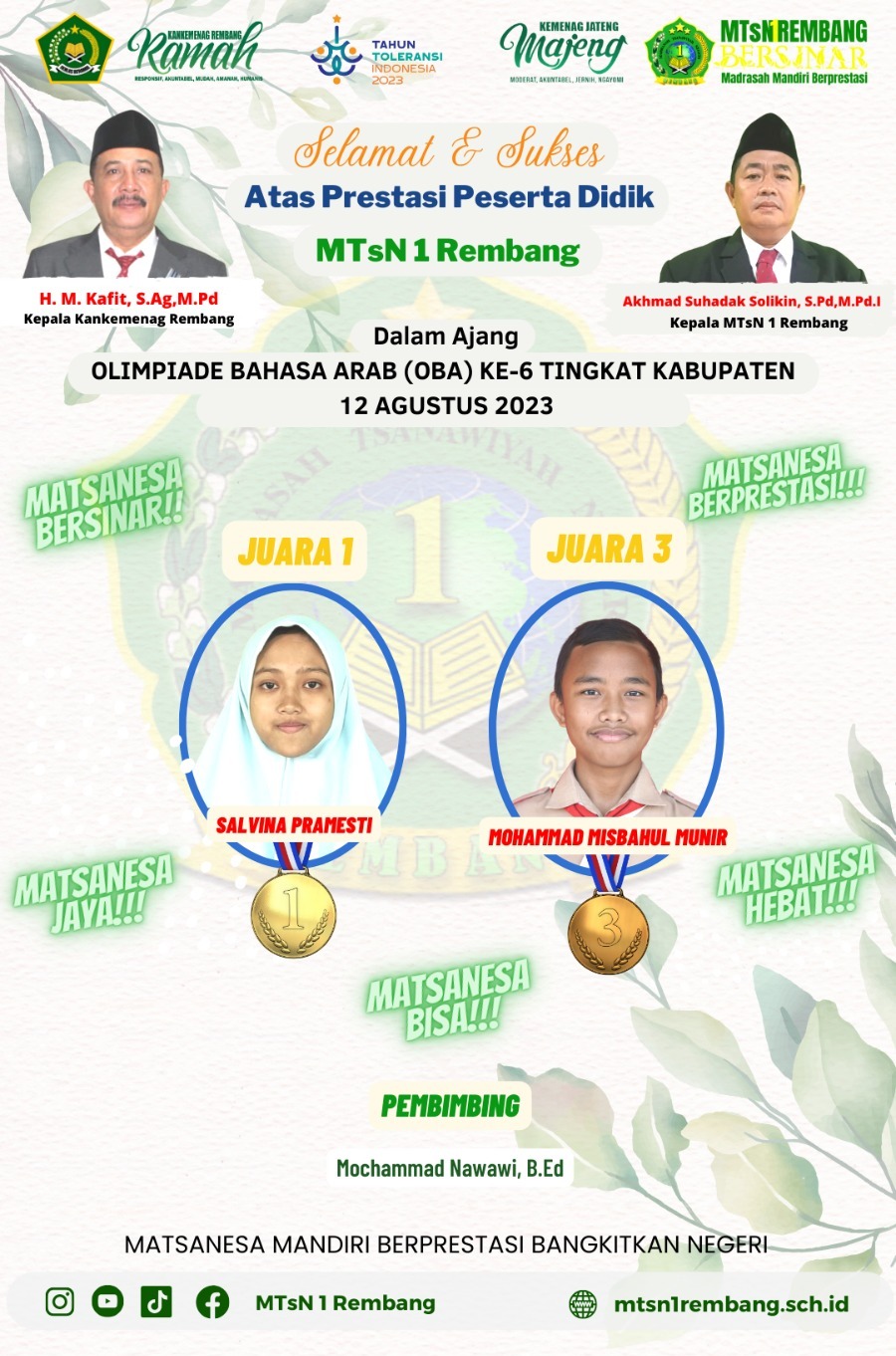 MTsN 1 Rembang Raih Kejuaraan OBA Tingkat Kabupaten
