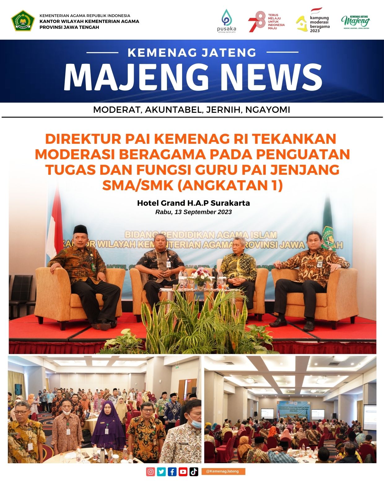 Direktur PAI Kemenag RI Tekankan Moderasi Beragama pada Penguatan Tugas dan Fungsi Guru PAI Jenjang SMA/SMK (Angkatan 1)