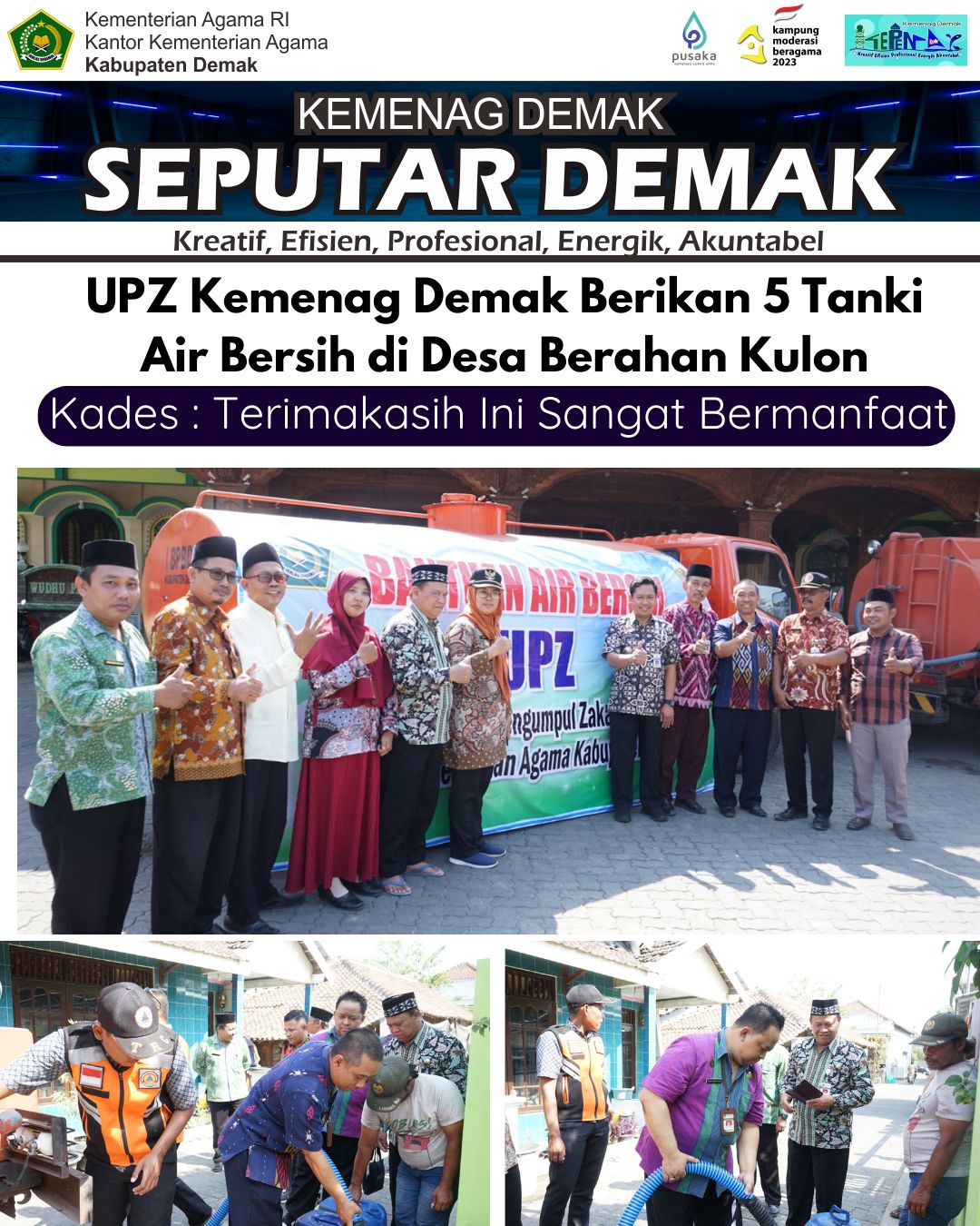 Peduli Kekeringan, UPZ Kemenag Demak Salurkan Air Bersih