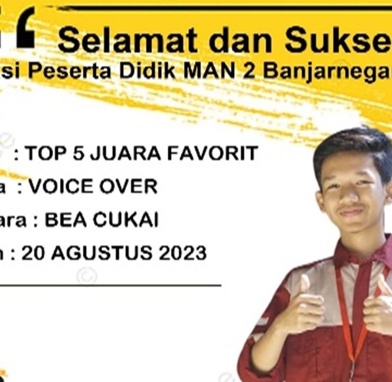 Hebat, Siswa MAN 2 Banjarnegara Menjadi Juara Favorit Voice Over  PRBC Tahun 2023