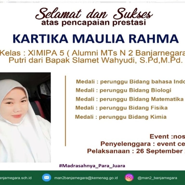 Kartika, Setiap Bulan Selalu Sumbangkan Medali Untuk MAN 2 Banjarnegara