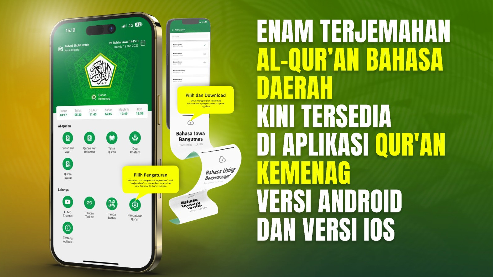 Tersedia Enam Terjemahan Bahasa Daerah di Aplikasi Qur’an Kemenag, Ini Cara Unduhnya