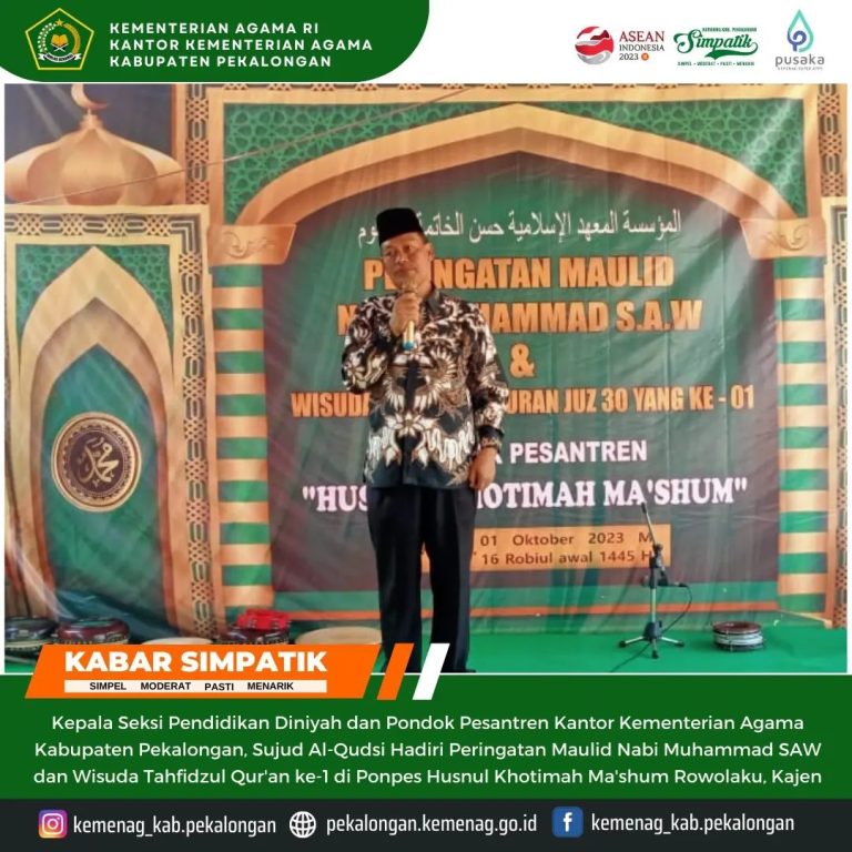 Hadiri Wisuda, Kasi PD Pontren Ingatkan Pentingnya Cegah Tindak Kekerasan di Pesantren