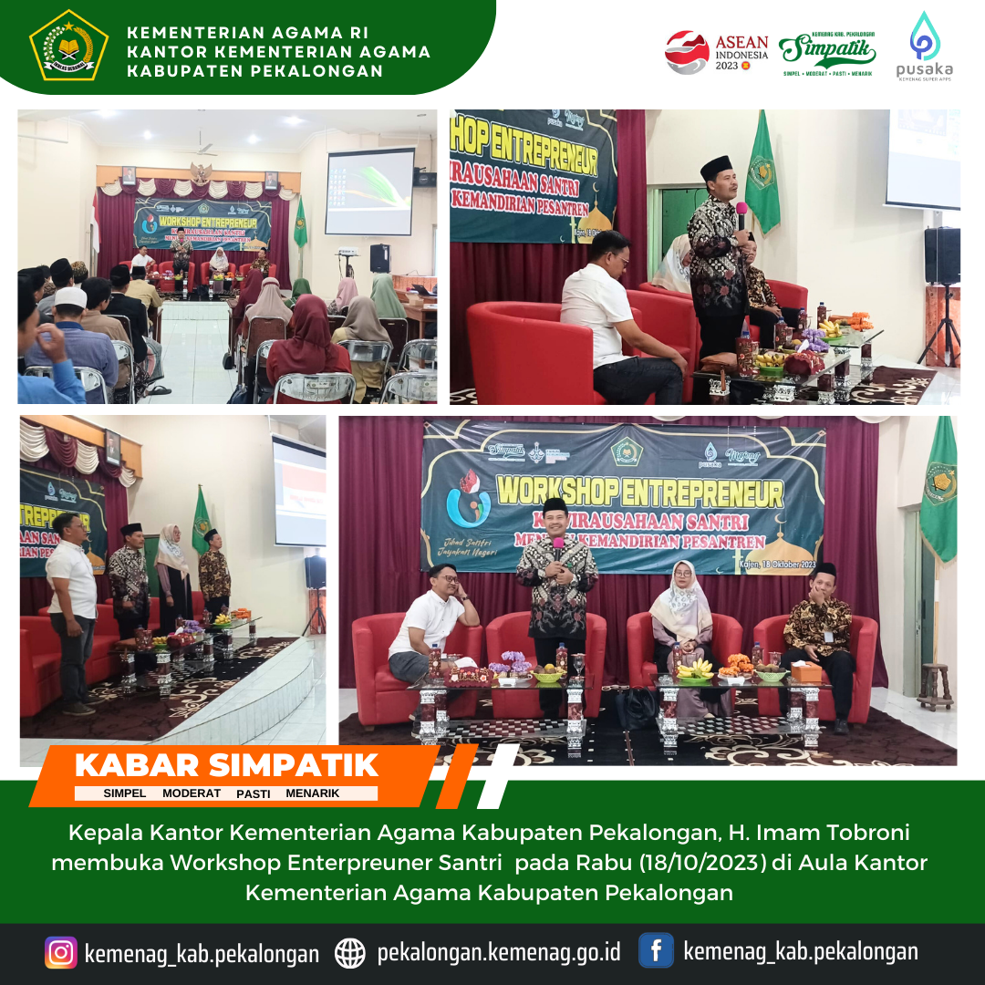 Buka Workshop Enterpreuner, Kepala Kemenag Harap Muncul Pengusaha Pengusaha Sukses dari Kalangan Santri