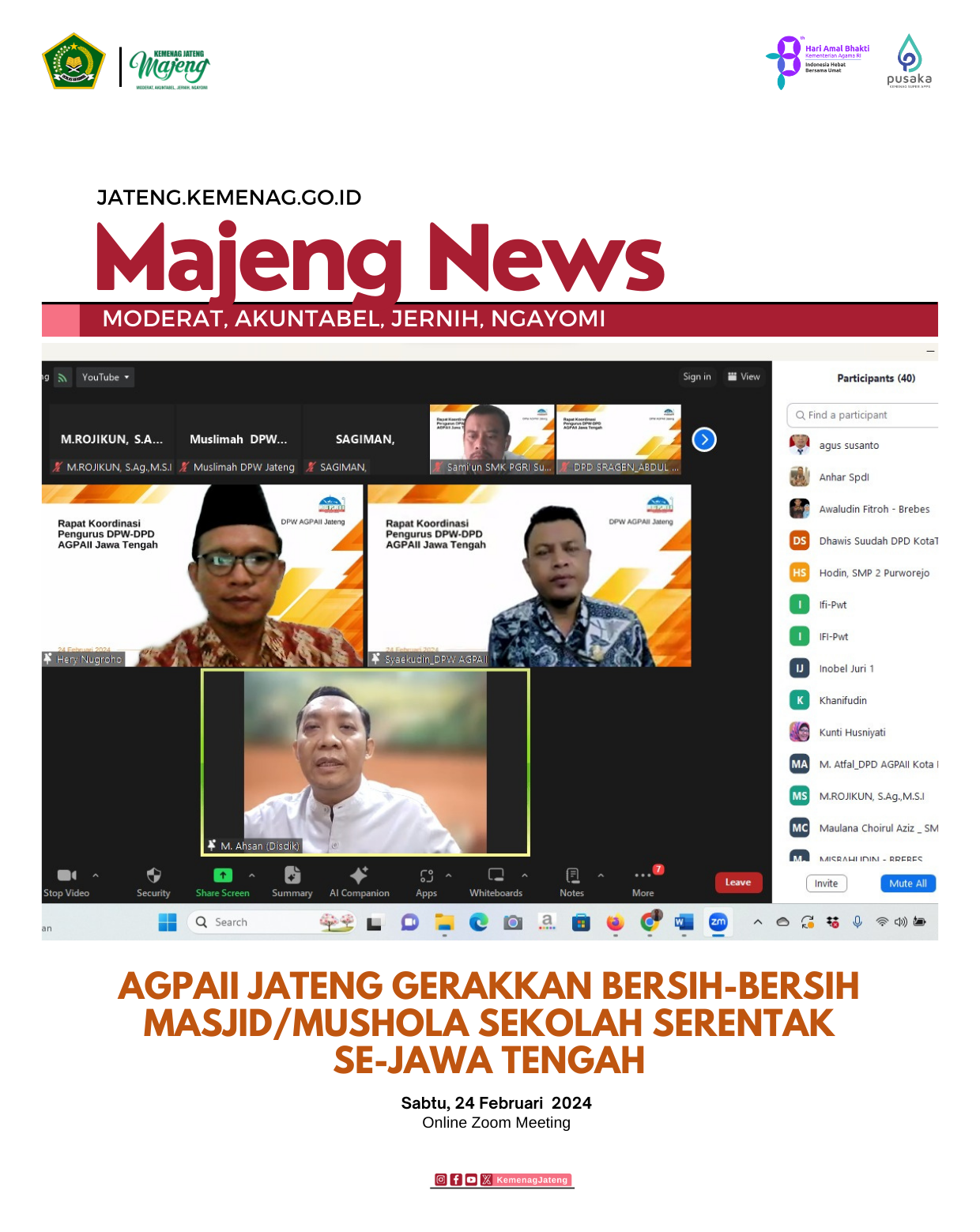 AGPAII Jateng Gerakkan Bersih-Bersih Masjid/Mushola Sekolah Serentak Se-Jawa Tengah