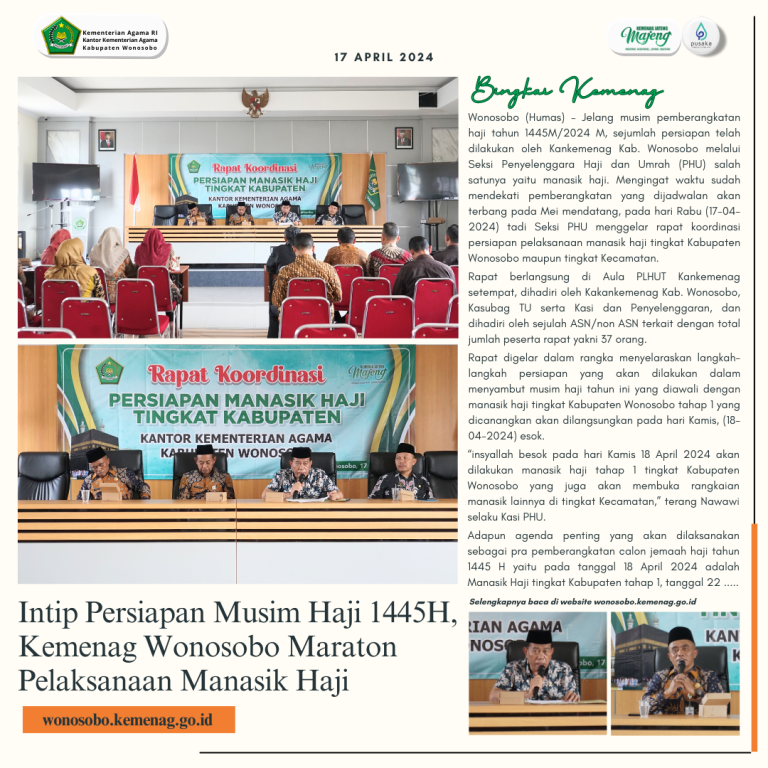 Intip Persiapan Musim Haji 1445 H, Kemenag Wonosobo Maraton Pelaksanaan Manasik Haji
