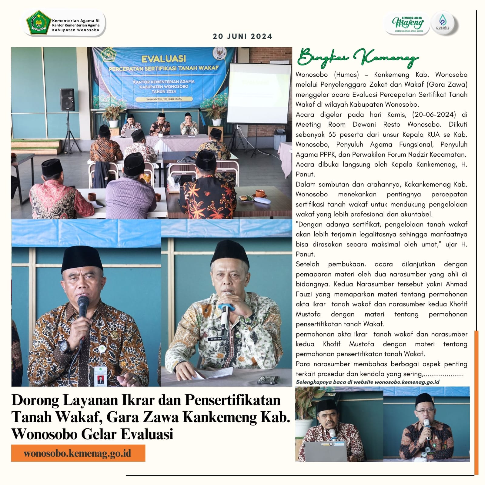 Dorong Layanan Ikrar dan Pensertifikatan Tanah Wakaf, Gara Zawa Gelar Evaluasi