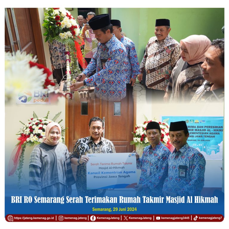 BRI RO Semarang Serah Terimakan Rumah Takmir Masjid Al Hikmah