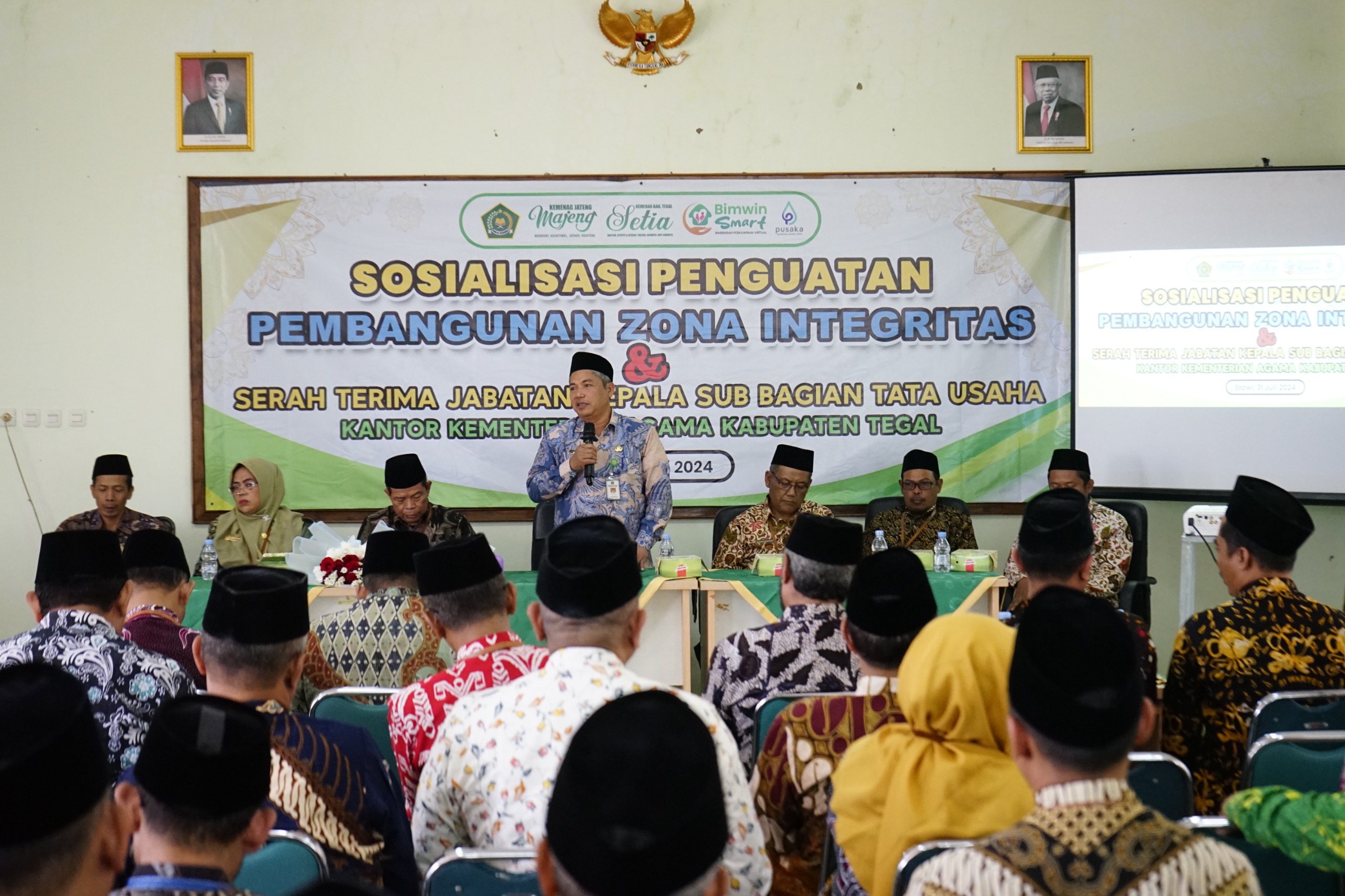 Kemenag Kab. Tegal Gelar Sosialisasi Penguatan Pembangunan Zona Integritas dan Serah Terima Jabatan Kepala Subbag TU
