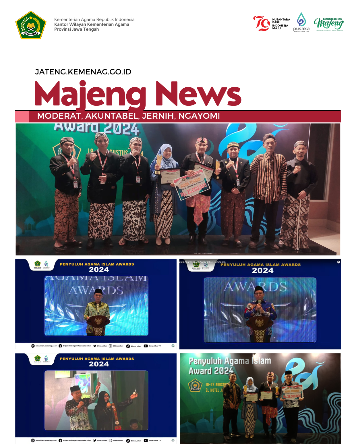 Penyuluh Agama Jawa Tengah Raih Terbaik 1 Kategori Penguatan Moderasi Beragama dan Kategori Kesehatan Masyarakat