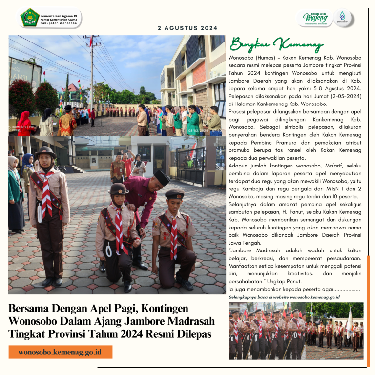 Kontingen Wonosobo Dalam Jambore Madrasah Tingkat Provinsi Tahun 2024 Resmi Dilepas Saat Apel Pagi