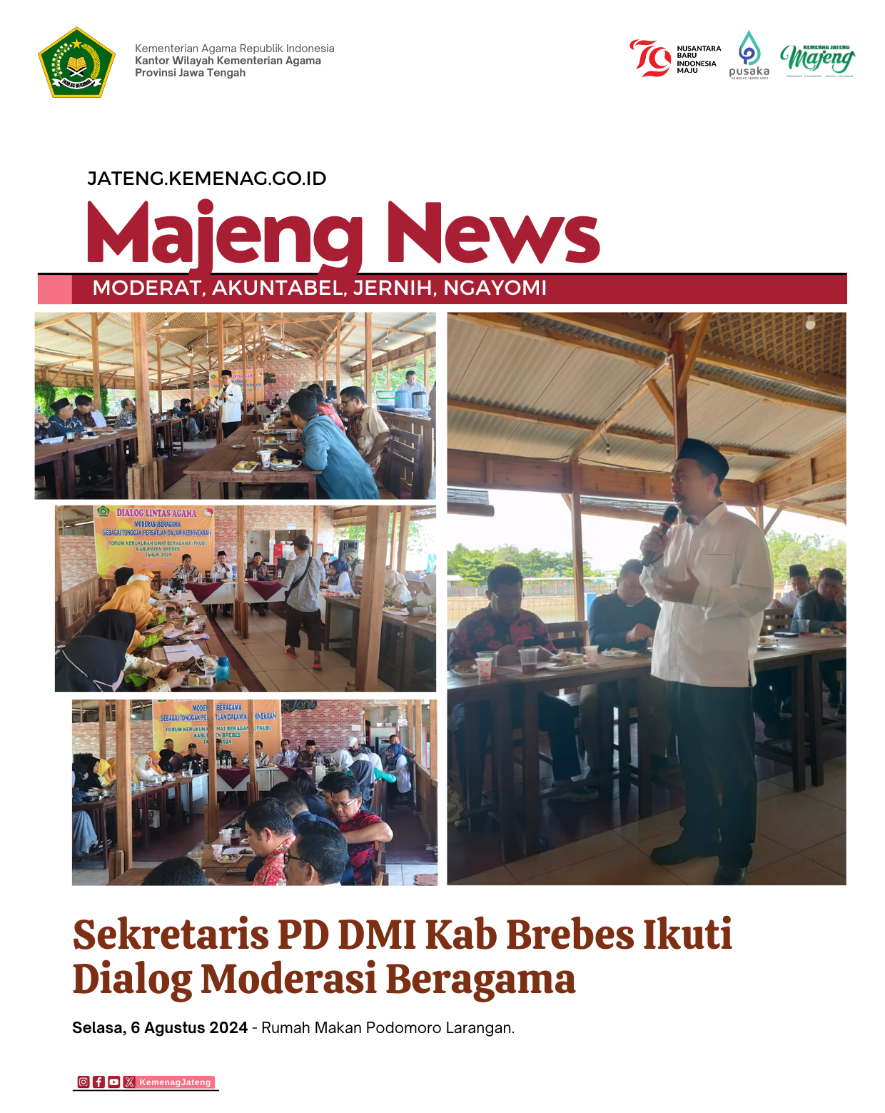 Sekretaris PD. DMI Kab. Brebes Ikuti Dialog Moderasi Beragama