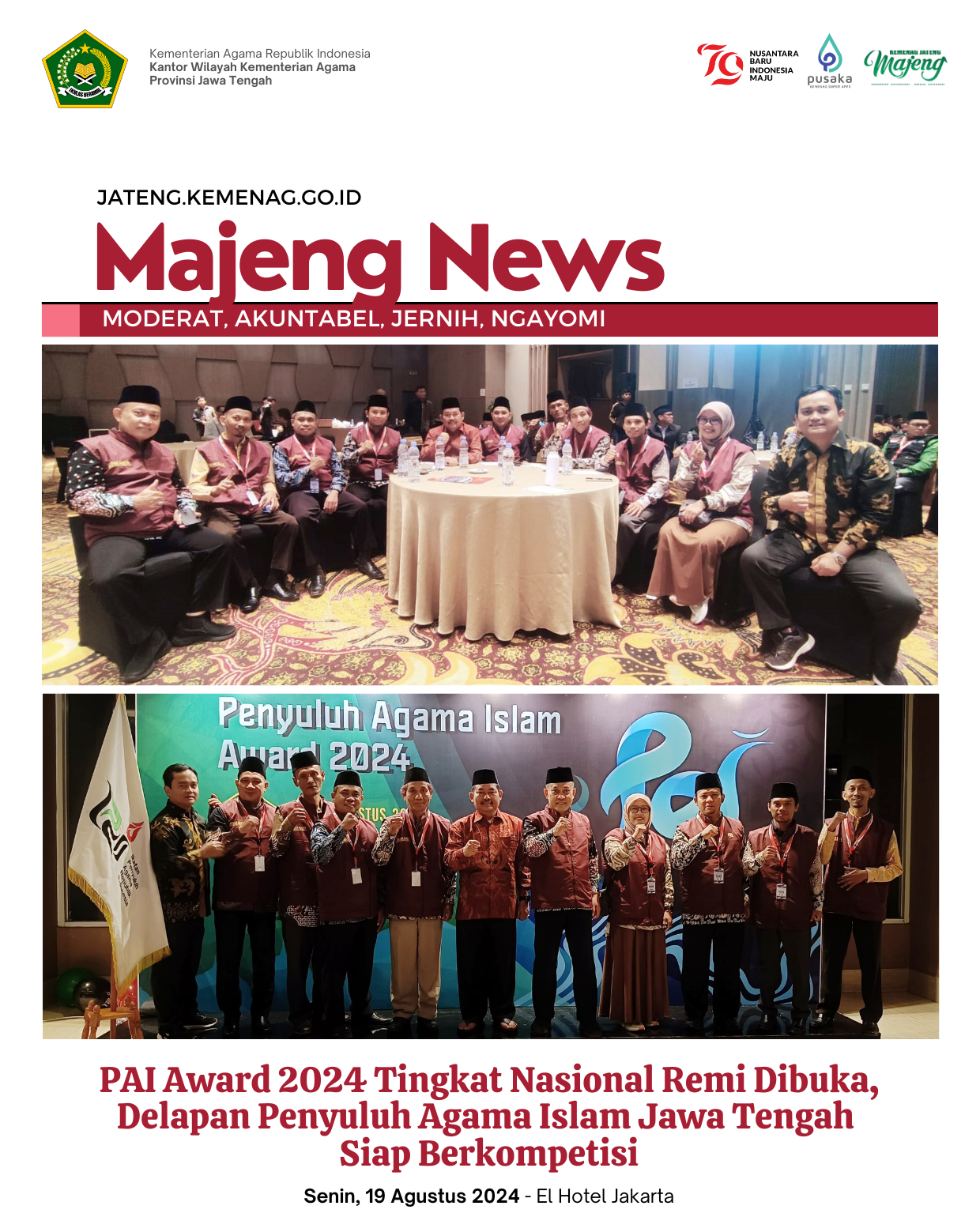 PAI Award 2024 Tingkat Nasional Resmi Dibuka, Delapan Penyuluh Agama Islam Jawa Tengah Siap Berkompetisi