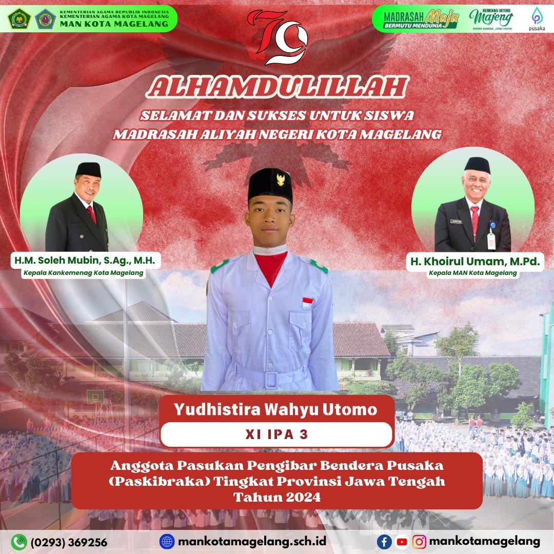 Siswa MAN Kota Magelang Terpilih sebagai Paskibraka Tingkat Provinsi, Kakankemenag HM. Soleh Mubin Ucapkan Selamat