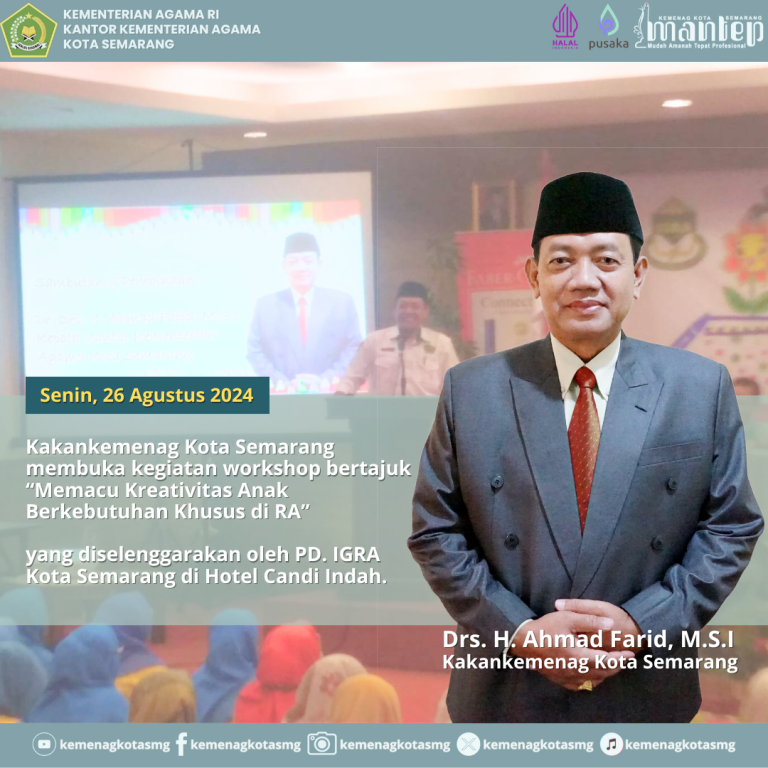 Kakankemenag Kota Semarang Beri Sambutan dan Buka Workshop Guru RA