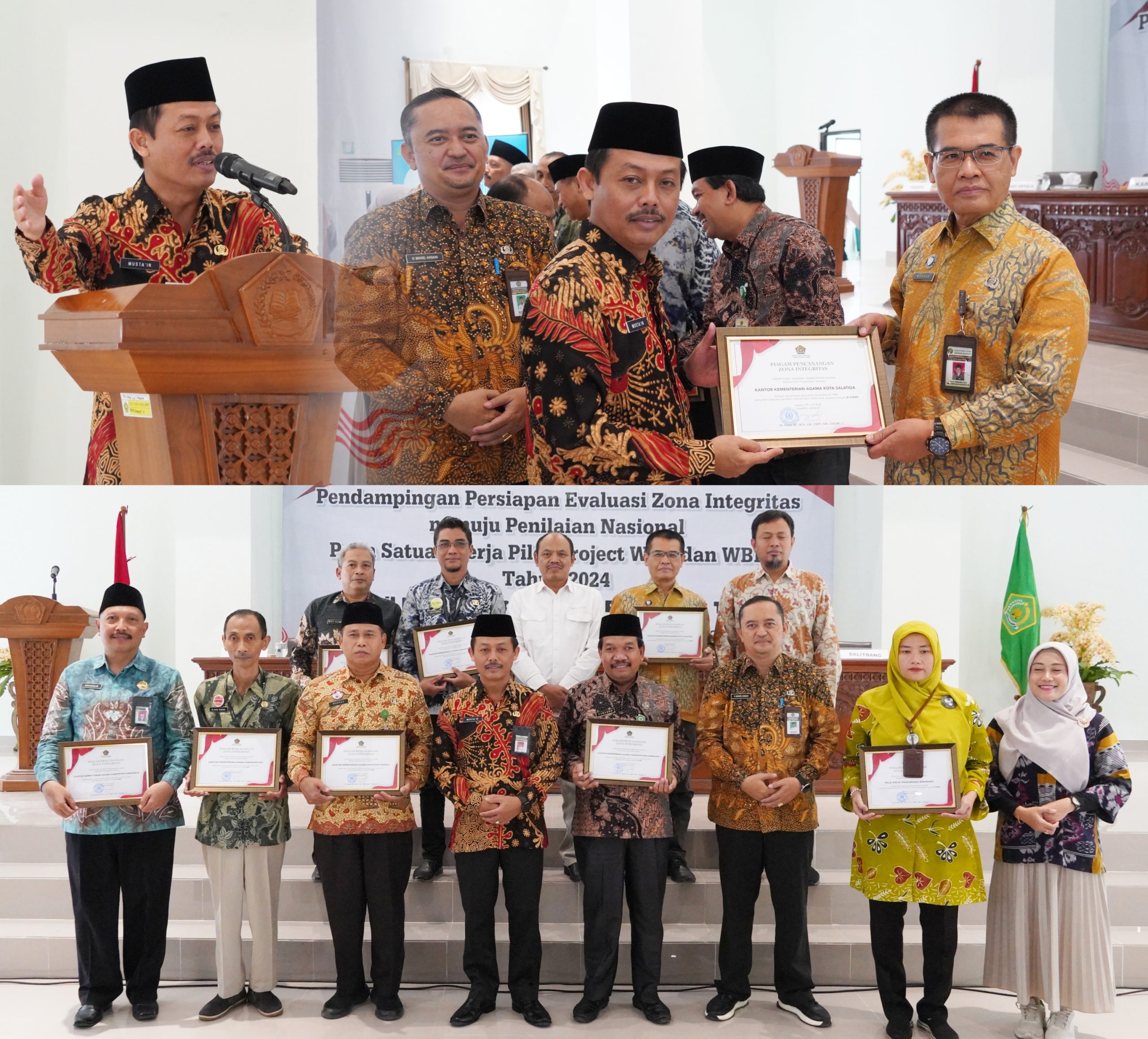 Delapan Satker di Jateng Peroleh Piagam Pencanangan ZI dari Itjen Kemenag RI