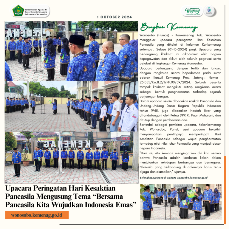 Kemenag Wonosobo Gelar Upacara Peringatan Hari Kesaktian Pancasila