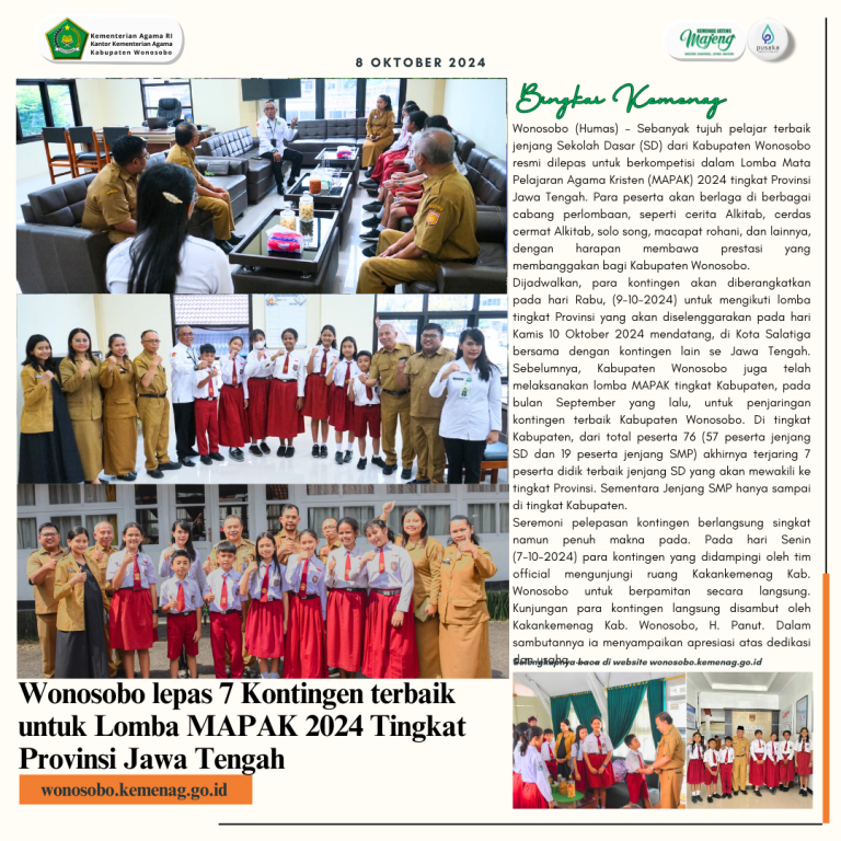Wonosobo Lepas 7 Kontingen Terbaik Mengikuti Lomba MAPAK 2024 Tingkat Provinsi Jawa Tengah