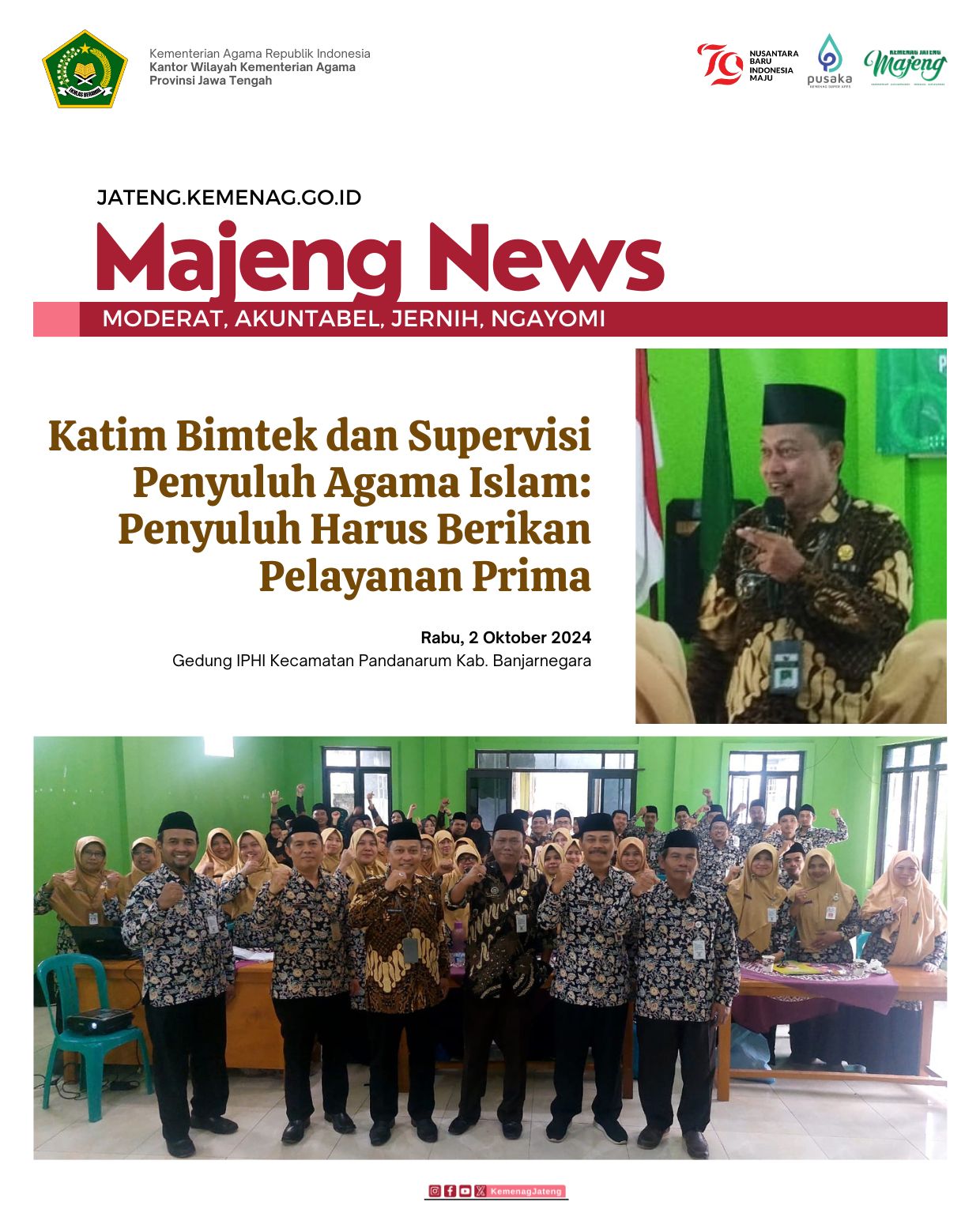 Katim Bimtek dan Supervisi Penyuluh Agama Islam: Penyuluh Harus Berikan Pelayanan Prima