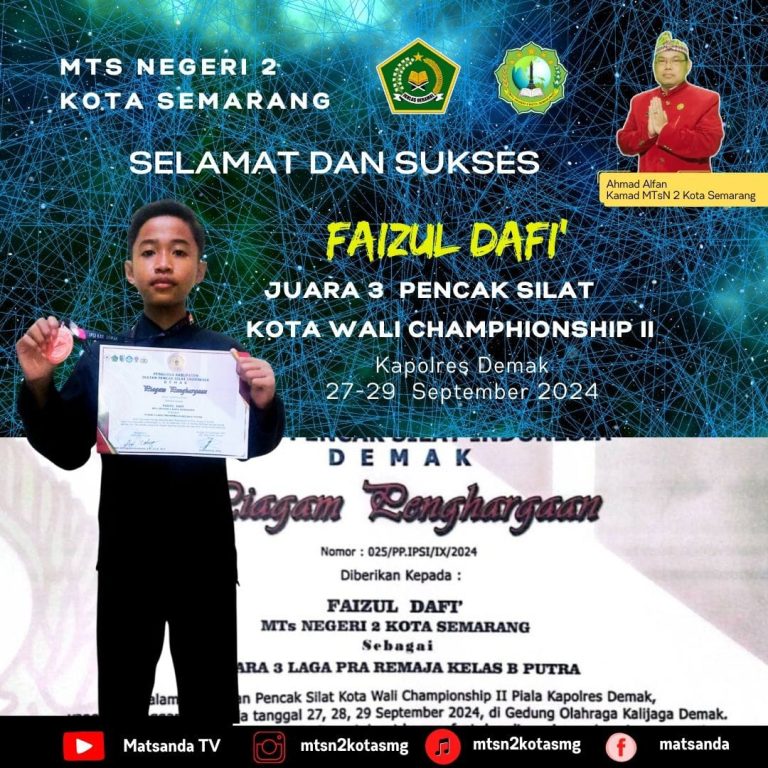 MTsN 2 Kota Semarang Sabet Kejuaraan dalam Pencak Silat Tingkat Provinsi