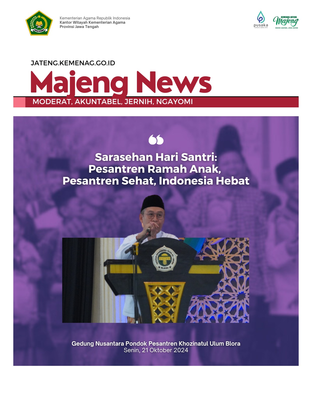 Sarasehan Hari Santri:Pesantren Ramah Anak, Pesantren Sehat, Indonesia Hebat