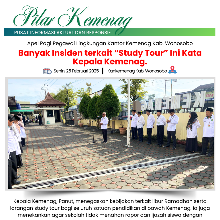 Kepala Kemenag Wonosobo Tekankan Informasi Libur Ramadan dan Larangan Study Tour pada Apel Pagi