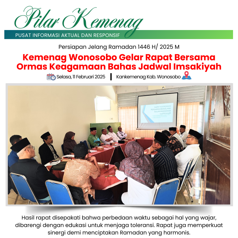Jelang Ramadan 1446 H/2025 M; Kemenag Wonosobo Gelar Rapat Bersama Ormas Keagamaan Bahas Jadwal Imsakiyah Ramadan