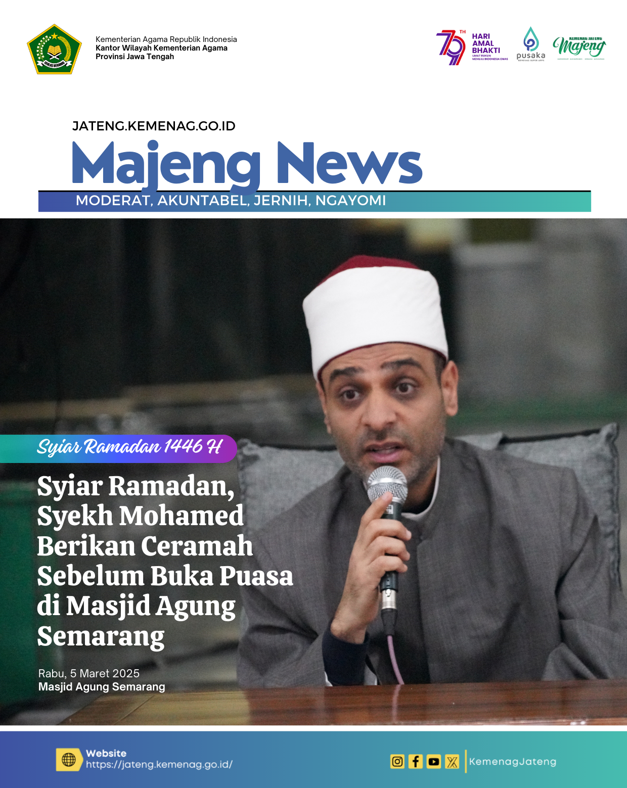Syiar Ramadan, Syekh Mohamed Berikan Ceramah Sebelum Buka Puasa di Masjid Agung Semarang