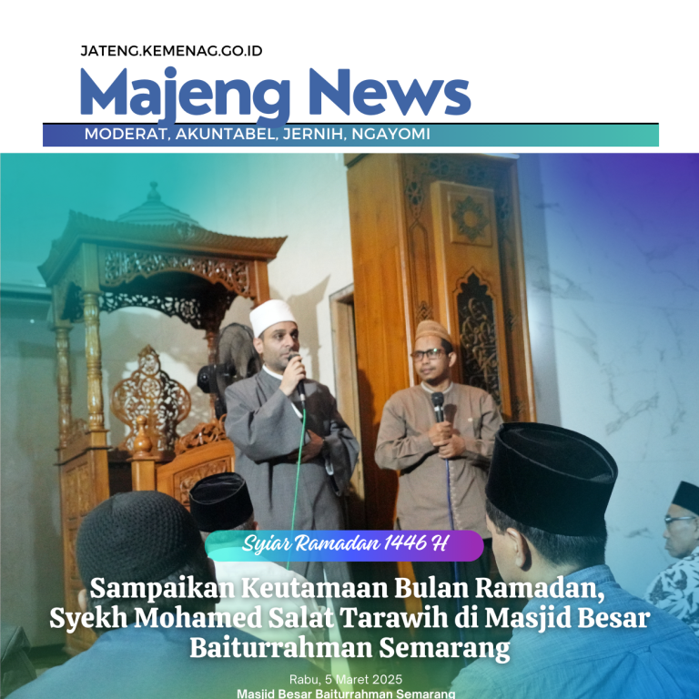Sampaikan Keutamaan Bulan Ramadan, Syekh Mohamed Salat Tarawih di Masjid Besar Baiturrahman Semarang