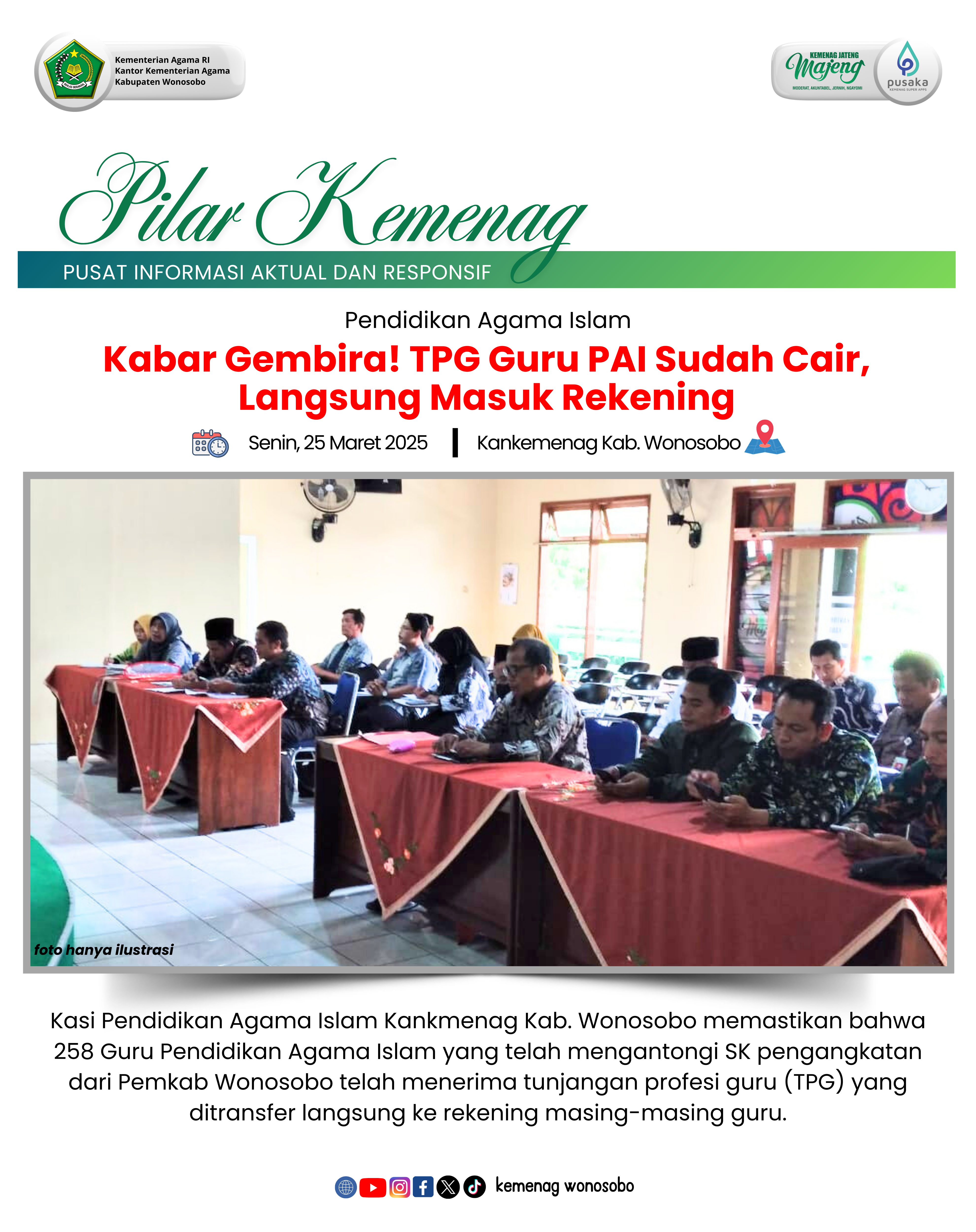 Kabar Gembira! TPG Guru PAI Sudah Cair, Langsung Masuk Rekening