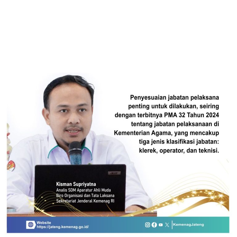 Sosialisasi dan Penyesuaian Jabatan Pelaksana ASN Kemenag Jateng: Implementasi PMA 32 Tahun 2024