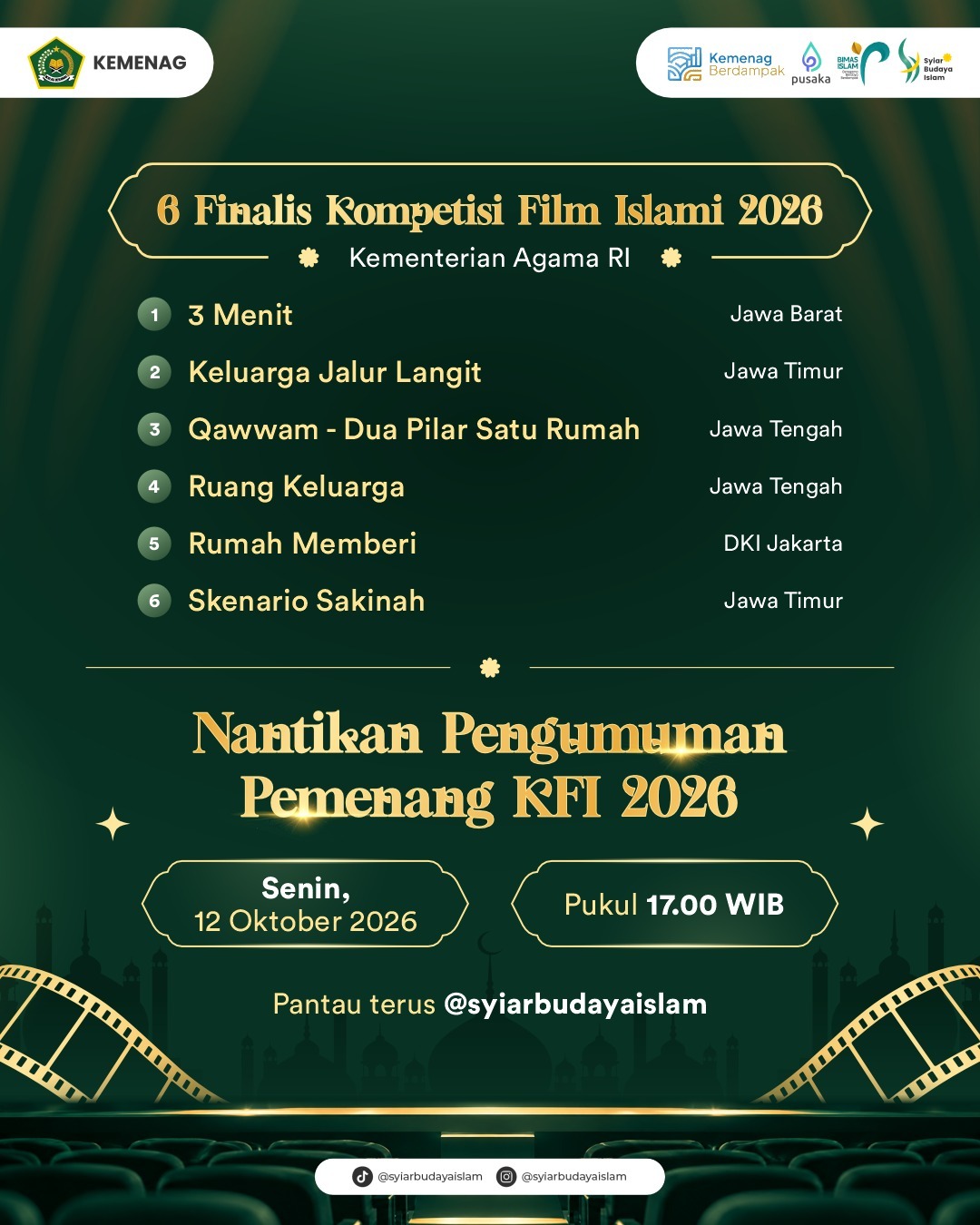 Dua Film dari Jawa Tengah Tembus 6 Besar Finalis Kompetisi Film Islami 2026 Kementerian Agama RI
